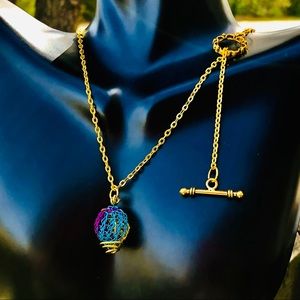 Toggle Clasp wire crocheted Pendant layering chain